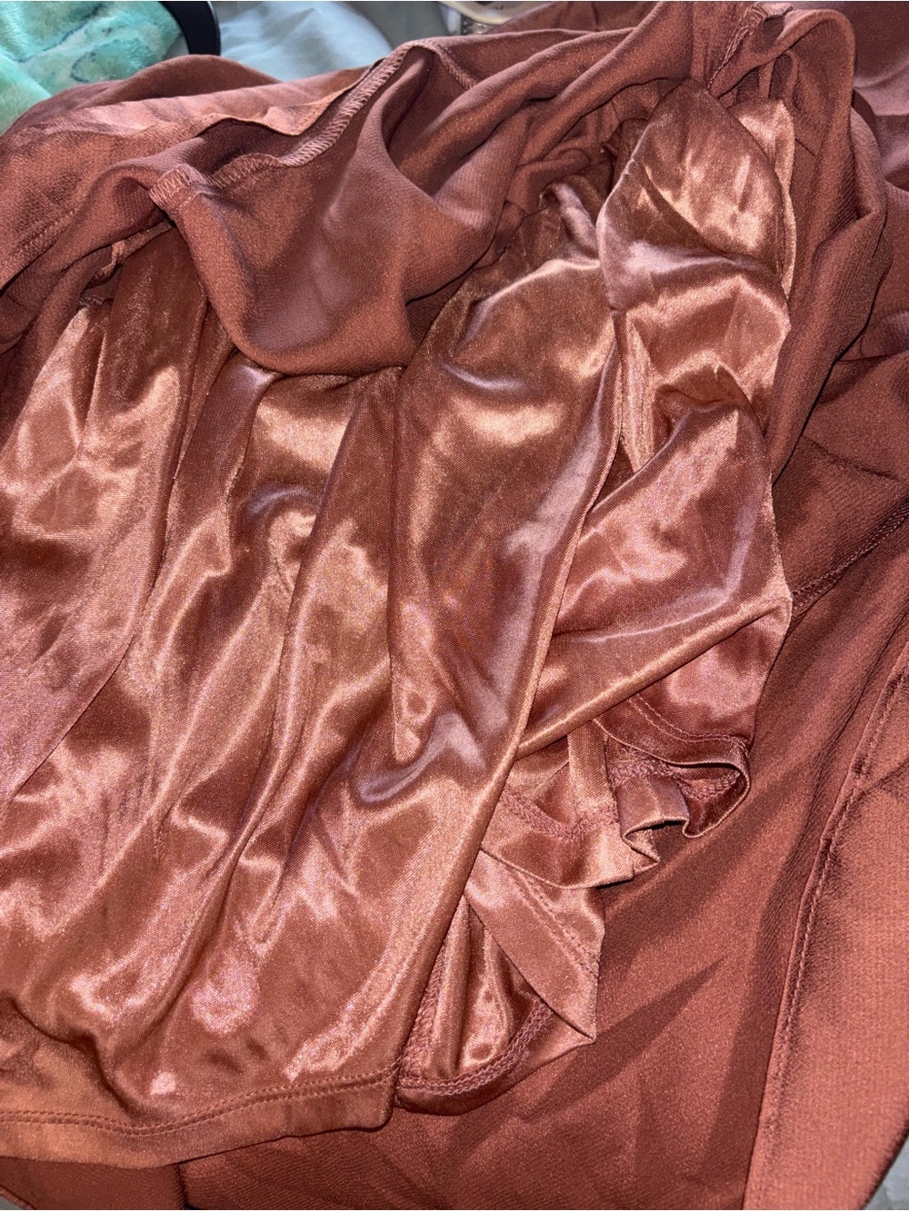 NWT LASCANA by VENUS Rust Satin Slip Dress with Spaghetti Straps size 2 - Picture 12 of 15